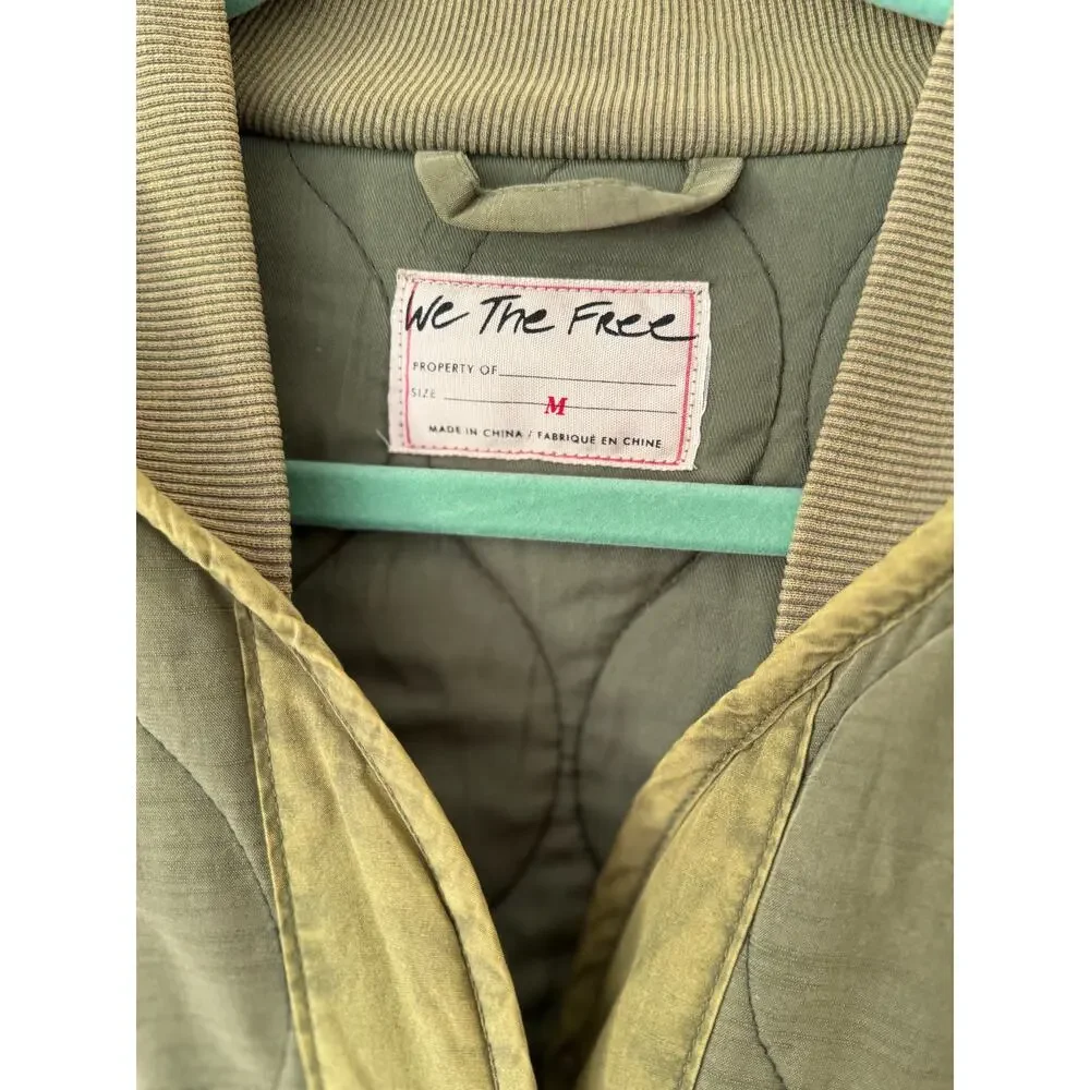 Free People We The Free Billy Quilted Military Vest- Army Olive Green size M - Picture 4 of 6